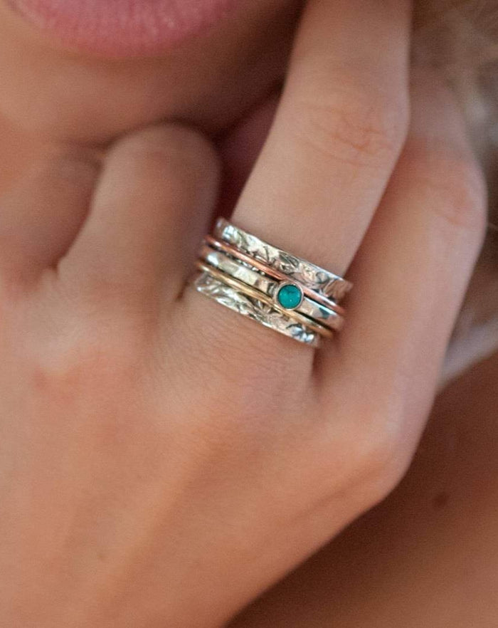 Spinner Ring Turquoise* Meditation Ring * Spinning Ring* Statement Ring* Spin Ring*Worry Ring* Mix Metals Ring* Silver Ring BJS010