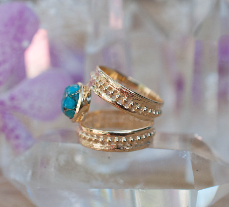 Gold Plated 18k Copper Turquoise Ring * Gemstone * Handmade * Statement * Gift for Her * Jewelry *Bycila*December Birthstone*Bohemian*BJR223