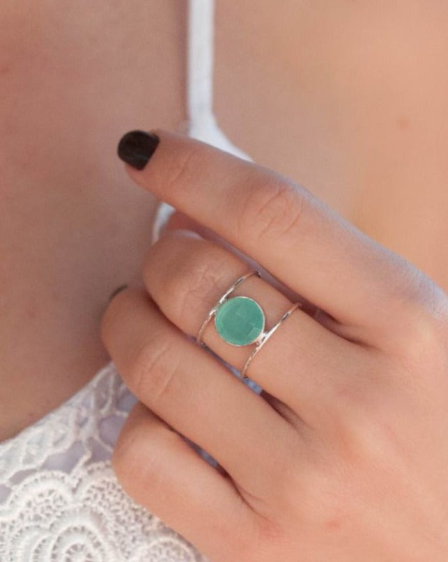 Aqua Chalcedony Ring * Sterling Silver 925 * Statement * Gemstone * Bycila *Handmade * November* December Birthstone *Sagittarius BJR023