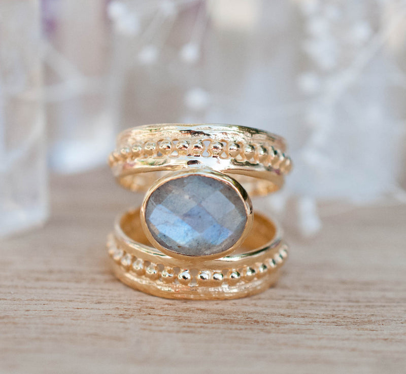 Gold Plated 18k Labradorite Ring * Gemstone * Handmade * Statement * Gift for Her * Jewelry *Bycila*February Birthstone*Bohemian*Boho*BJR224