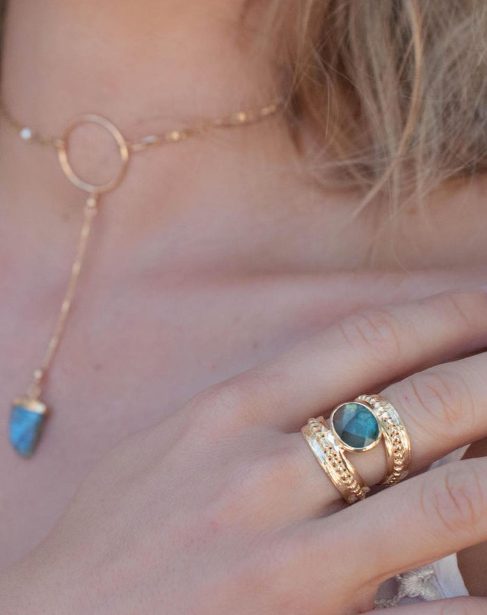 Gold Plated 18k Labradorite Ring * Gemstone * Handmade * Statement * Gift for Her * Jewelry *Bycila*February Birthstone*Bohemian*Boho*BJR224