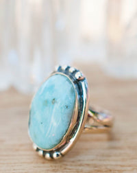 Larimar Ring * Sterling Silver 925 * Gemstone * Blue * Natural * Statement * Handmade * Semi Precious Stone * Bohemian * Chic *Boho *BJR236