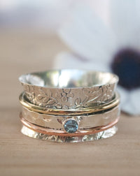 Meditation Ring * Blue Topaz Spinner Ring * Spinning Ring * Anxiety Ring * Worry Ring * Boho Ring * Spin Ring * Statement Ring BJS003