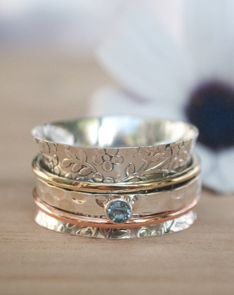 Meditation Ring * Blue Topaz Spinner Ring * Spinning Ring * Anxiety Ring * Worry Ring * Boho Ring * Spin Ring * Statement Ring BJS003
