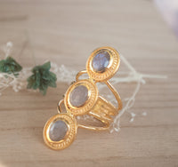 SALE Rainbow Labradorite Ring * Boho * Gemstone *Handmade*Bohemian *Gold Plated*Statement *February * March Birthstone* Gypsy *Bycila BJR093