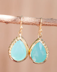 Skye Earrings * Aqua Chalcedony * Gold Plated 18k  * BJE009