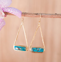 Marina Earrings * Copper Turquoise * Gold Plated 18k or Silver Plated * BJE002A
