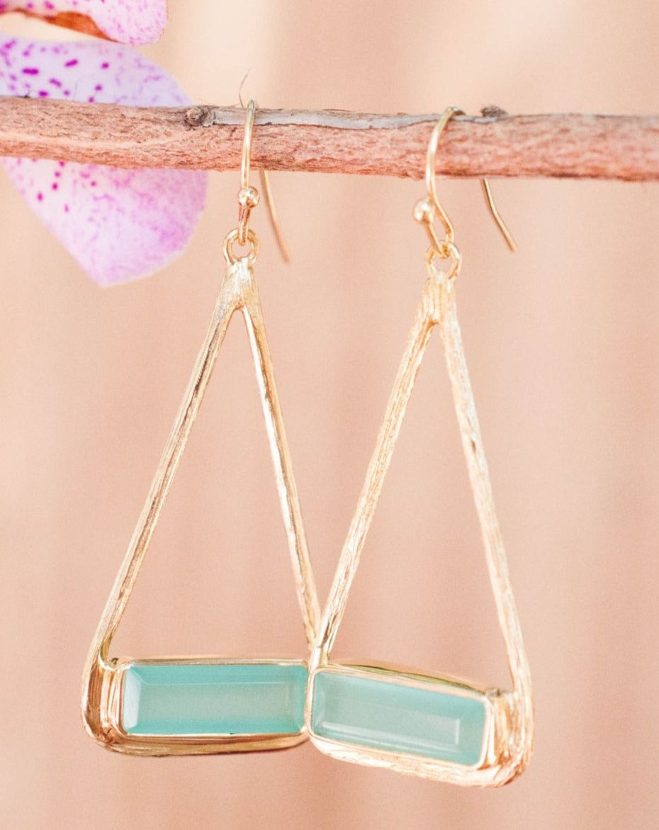 Marina Earrings * Aqua Chalcedony * Gold Plated 18k, Silver Plated or Rose Gold Plated * BJE005A