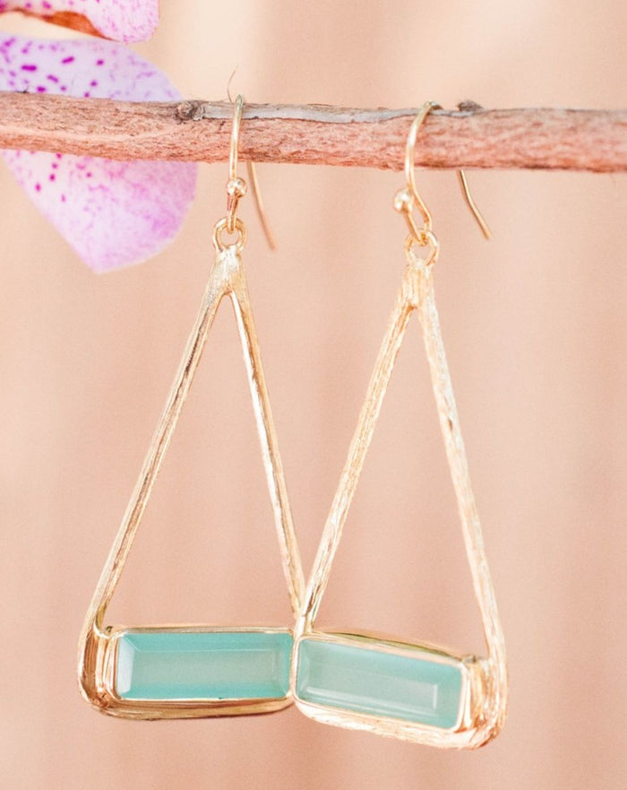 Marina Earrings * Aqua Chalcedony * Gold Plated 18k, Silver Plated or Rose Gold Plated * BJE005A