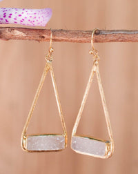 Marina Earrings * White Druzy * Gold Plated 18k or Silver Plated * BJE007B