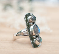 Labradorite Hammered Ring * Sterling Silver 925 * Handmade * Gemstone * Jewelry * Boho *Bohemian *Statement *Hippie *Gift for her BJR037