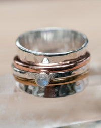 Moonstone Spinner Ring *Meditation *Spinning * Spin *Anxiety *Sterling Silver 925 *Copper *Bronze * Jewelry * Bycila * Handmade *Yoga BJS030