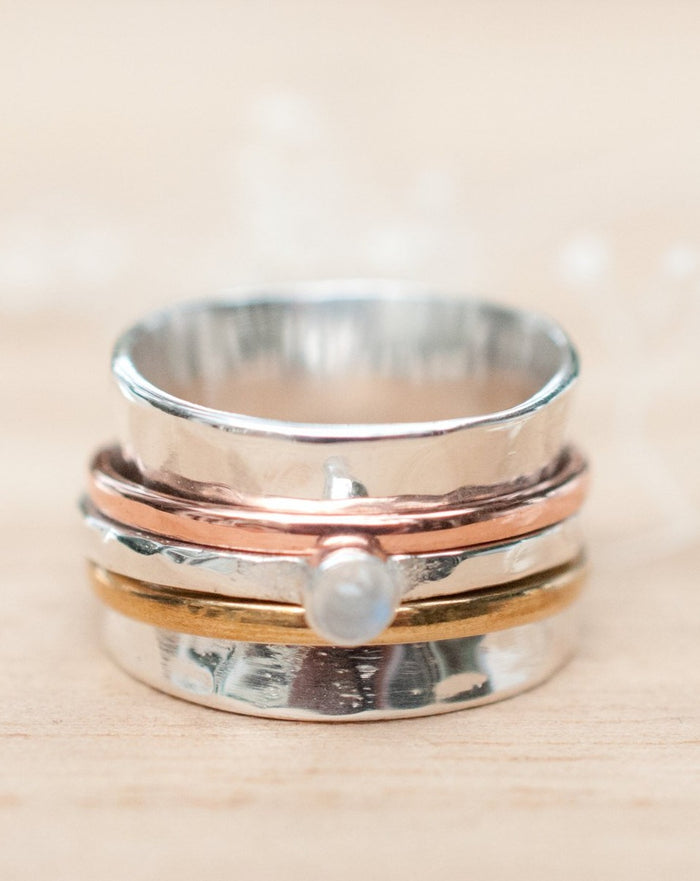 Moonstone Spinner Ring *Meditation *Spinning * Spin *Anxiety *Sterling Silver 925 *Copper *Bronze * Jewelry * Bycila * Handmade *Yoga BJS030