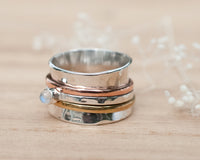 Moonstone Spinner Ring *Meditation *Spinning * Spin *Anxiety *Sterling Silver 925 *Copper *Bronze * Jewelry * Bycila * Handmade *Yoga BJS030