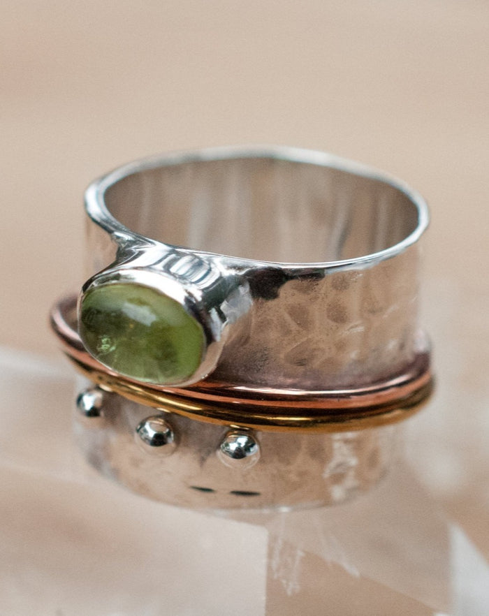 Peridot Spinner Ring * Meditation * Spinning * Spin * Anxiety * Sterling Silver 925 * boho* Bronze * Jewelry * Bycila *Handmade *Yoga BJS018