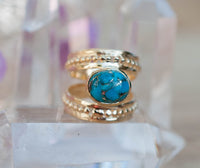 Gold Plated 18k Copper Turquoise Ring * Gemstone * Handmade * Statement * Gift for Her * Jewelry *Bycila*December Birthstone*Bohemian*BJR223