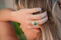 Gold Plated 18k Copper Turquoise Ring * Gemstone * Handmade * Statement * Gift for Her * Jewelry *Bycila*December Birthstone*Bohemian*BJR223