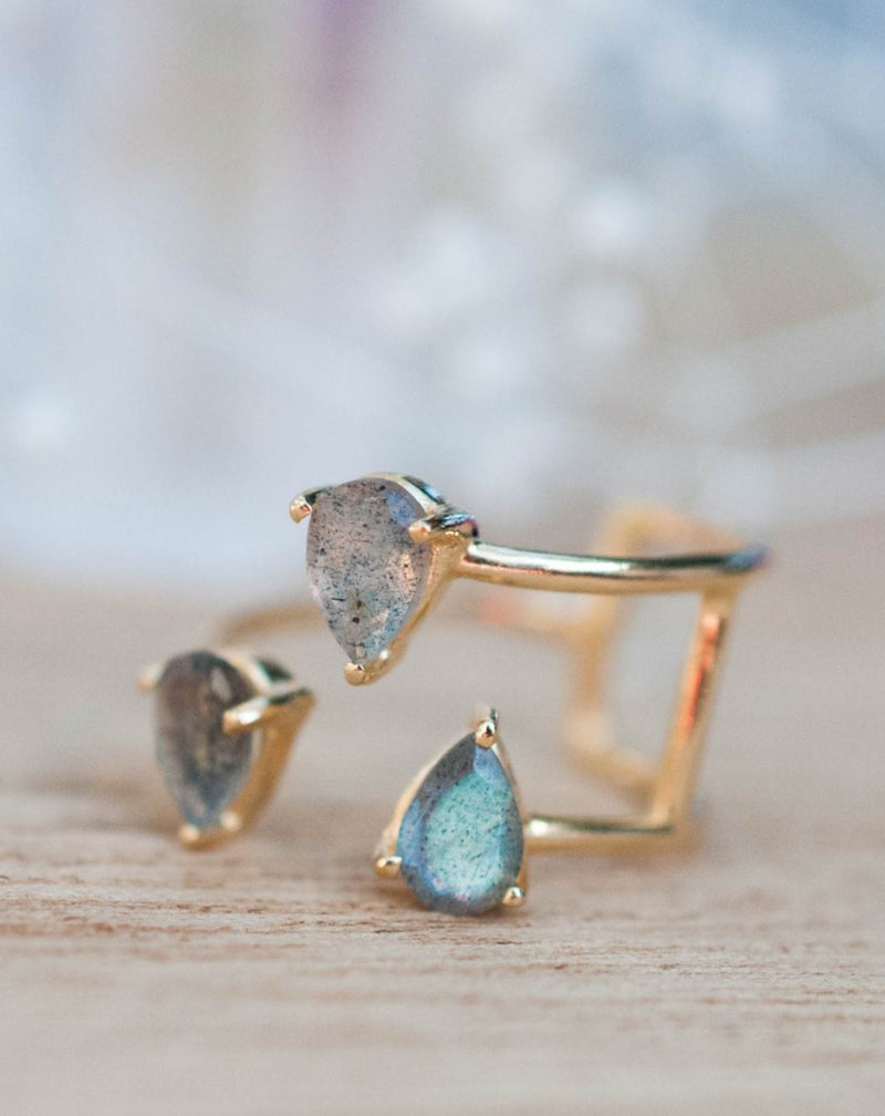 Rainbow Labradorite Gold Ring * Adjustable * Gemstone * Handmade * February Birthstone * Semi Precious Stone *Statement*Boho*Bohemian*BJR154