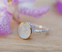Moonstone Ring * Sterling Silver 925 * Thin * Solitaire * Bridal * Statement * Gemstone * Bridesmaid*White*Handmade*Gift for Her*June*BJR077