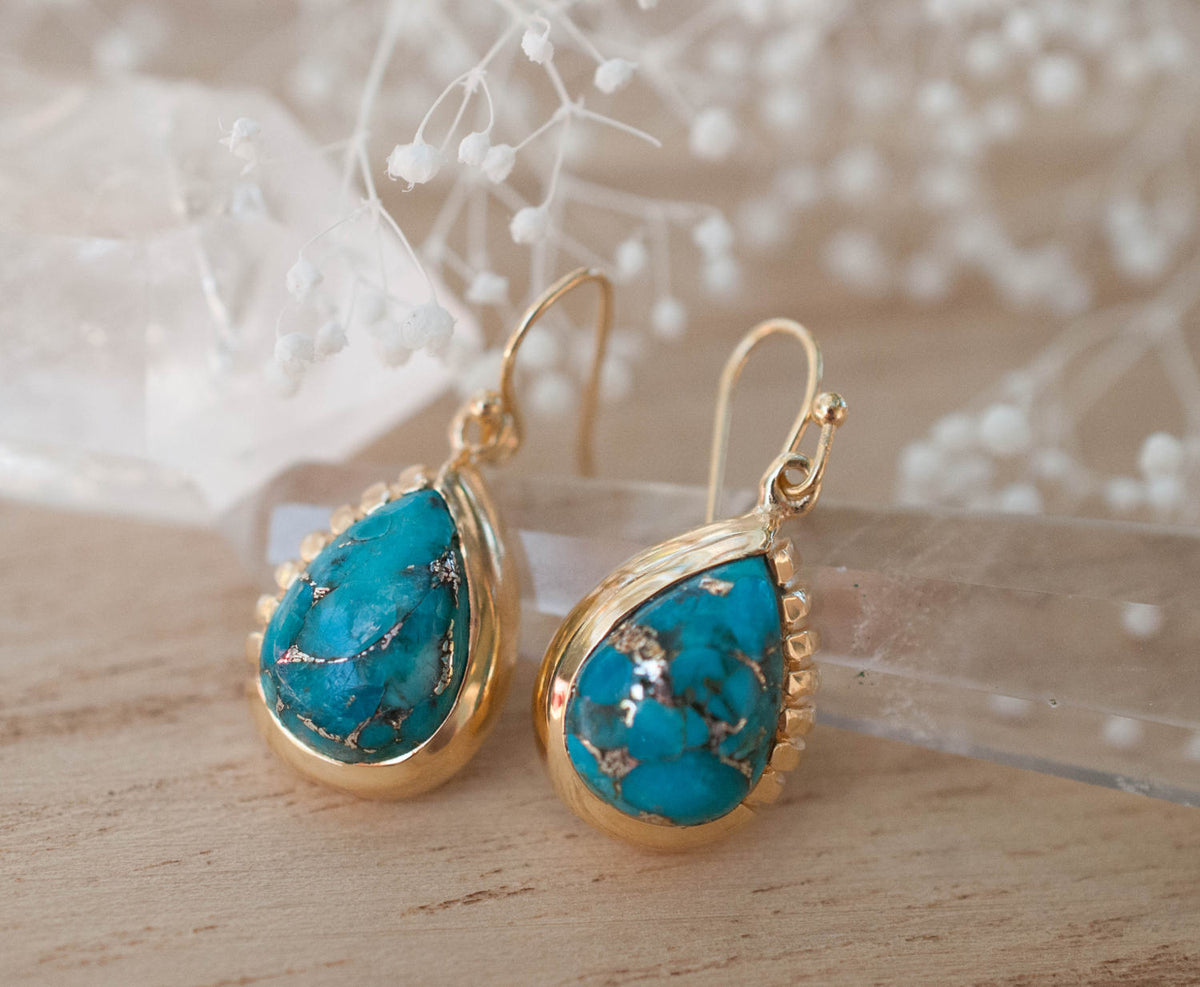 Skye Earrings * Copper Turquoise * Gold Plated 18k * BJE011