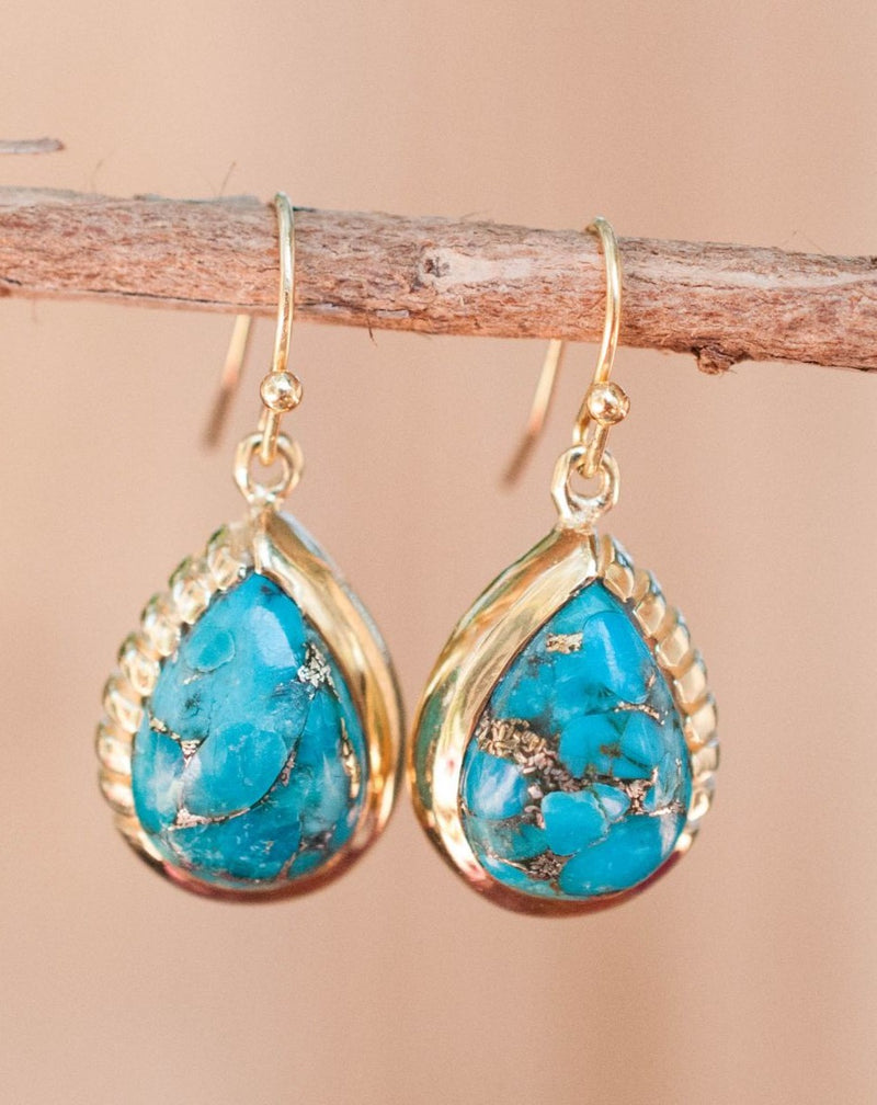 Skye Earrings * Copper Turquoise * Gold Plated 18k * BJE011