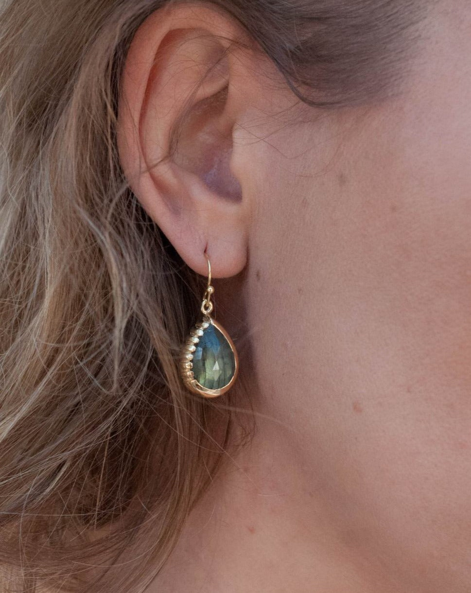 Skye Earrings * Labradorite * Gold Plated 18k * BJE010