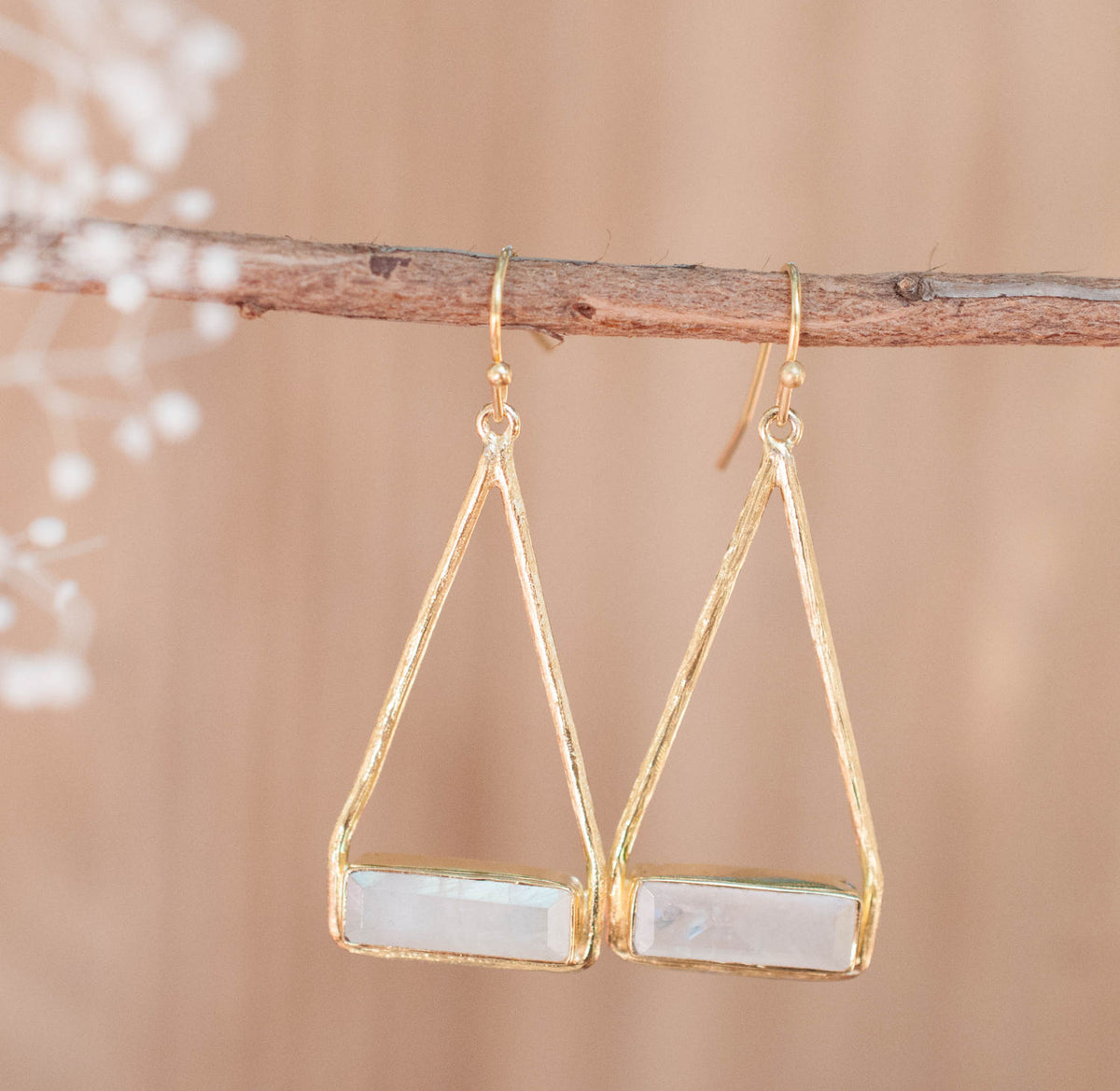 Marina Earrings * Moonstone * Gold Plated 18k or Silver Plated * BJE001B