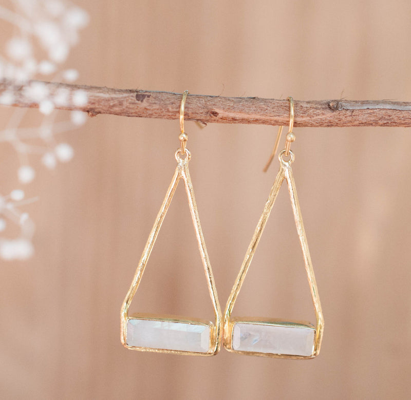Marina Earrings * Moonstone * Gold Plated 18k or Silver Plated * BJE001B