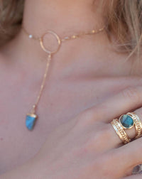 Gold Filled Choker * Drop * Necklace * Jewelry * Handmade * Circle * Labradorite * Adjustable * Gemstone * Semi Precious Stone * Gift BJN079
