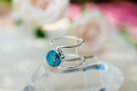 Turquoise Ring * Sterling Silver 925* Statement * Gemstone * Copper Turquoise * Organic * Ocean * Blue * Natural* Handmade* Thin Band BJR002