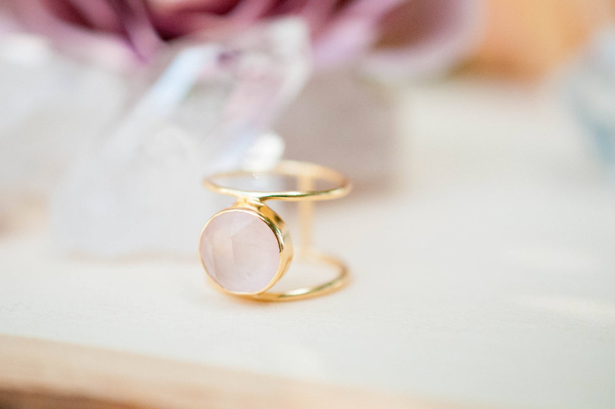 Rose Quartz Ring * Gold Ring * Statement Ring * Gemstone Ring * Pink * Bridal Ring * Wedding Ring * Organic Ring * Natural* BJR013