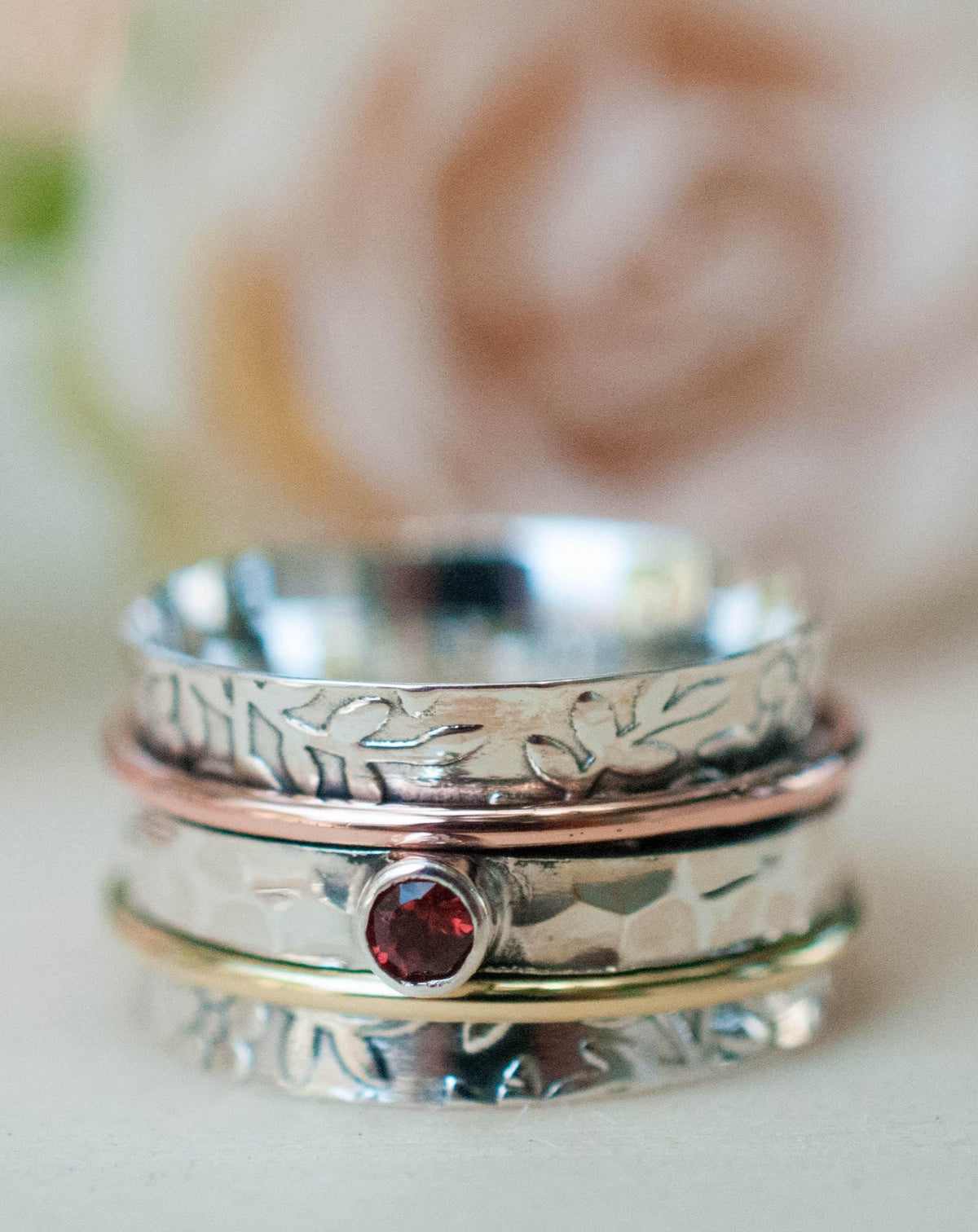 Garnet Spinner Ring * Garnet * Meditation Ring* Spinning Ring * Anxiety Ring * Worry Ring * Boho Ring * Spin Ring * Statement Ring * BJS026