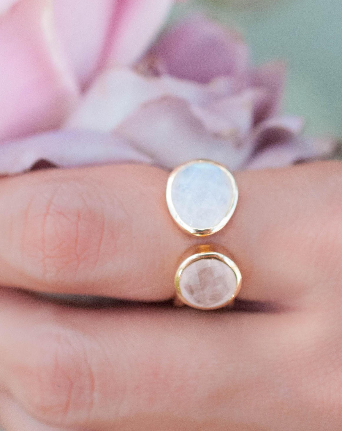 Rose Quartz Ring * Moonstone Gold Ring * Statement Ring * Gemstone Ring * Pink * Bridal Ring * Wedding Ring * Organic Ring * Natural *BJR087