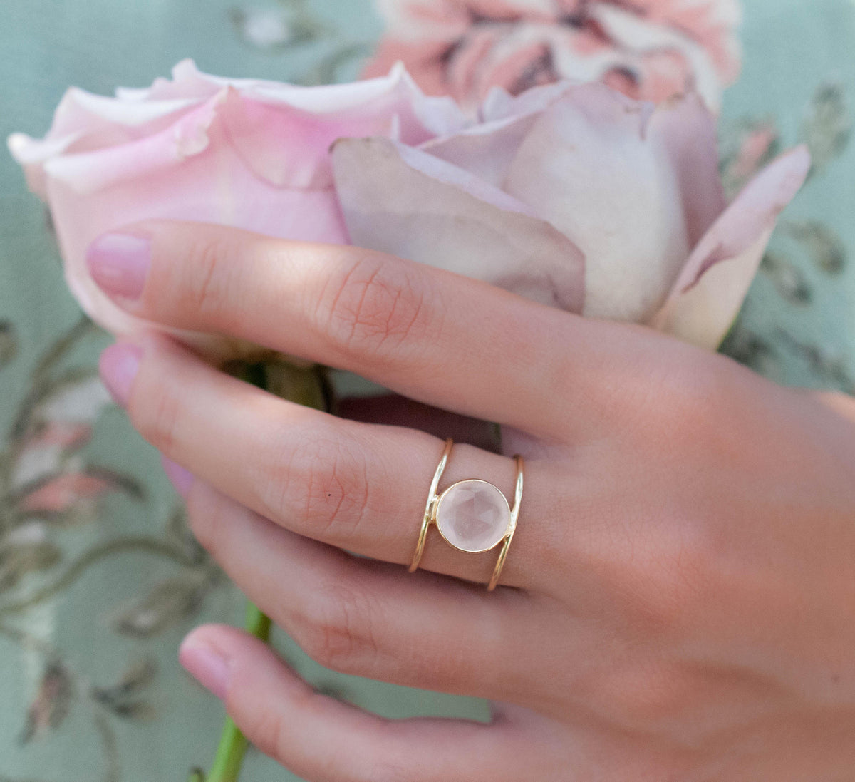Rose Quartz Ring * Gold Ring * Statement Ring * Gemstone Ring * Pink * Bridal Ring * Wedding Ring * Organic Ring * Natural* BJR013