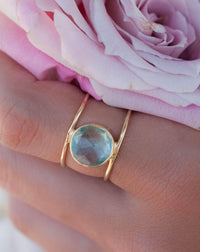 Blue Topaz Ring * Gold Ring * Statement Ring * Gemstone Ring * Blue * Bridal Ring * Wedding Ring * Organic Ring * Natural*BJR019