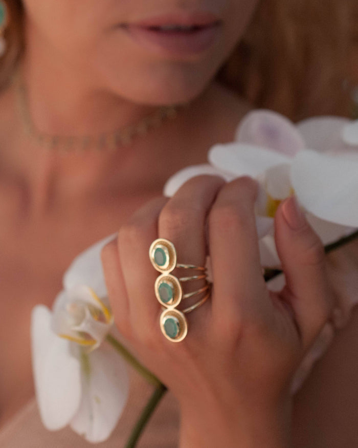 SALE Aqua Chalcedony Ring * Boho * Gemstone * Handmade * Bohemian* Gold Plated*Statement*November *December Birthstone *Gypsy *Bycila BJR091