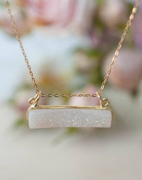 Leone Necklace * White Druzy * Gold Vermeil or Sterling Silver 925 * BJN045
