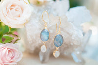 Karine Earrings * Labradorite & Moonstone * Gold Plated 18k * BJE071