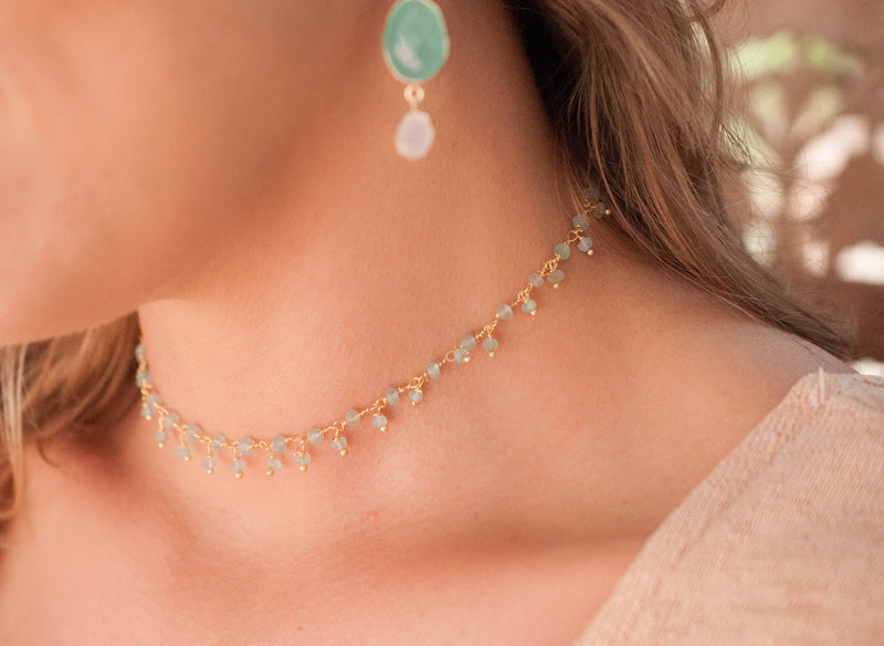 Heather Choker * Aqua Chalcedony * Gold Vermeil * BJN080