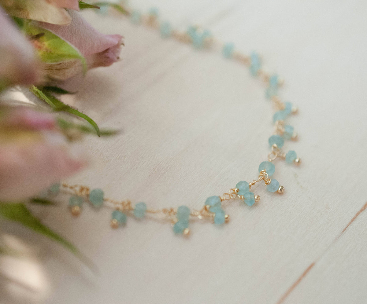 Heather Choker * Aqua Chalcedony * Gold Vermeil * BJN080