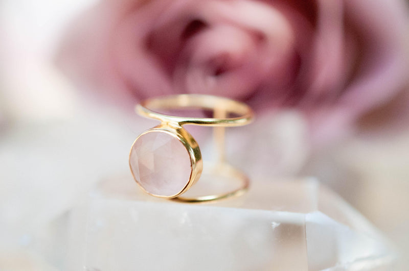 Rose Quartz Ring * Gold Ring * Statement Ring * Gemstone Ring * Pink * Bridal Ring * Wedding Ring * Organic Ring * Natural* BJR013