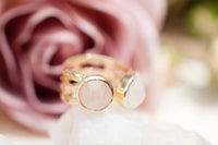 Rose Quartz Ring * Moonstone Gold Ring * Statement Ring * Gemstone Ring * Pink * Bridal Ring * Wedding Ring * Organic Ring * Natural *BJR087