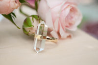 Gold Plated 18k Ring * Crystal Quartz  * Gemstones * Handmade * Statement * Natural * Organic * Gift for her * Jewelry*Bycila*BJR226