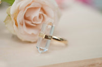Gold Plated 18k Ring * Crystal Quartz  * Gemstones * Handmade * Statement * Natural * Organic * Gift for her * Jewelry*Bycila*BJR226
