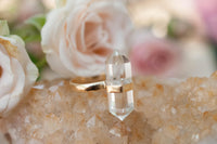 Gold Plated 18k Ring * Crystal Quartz  * Gemstones * Handmade * Statement * Natural * Organic * Gift for her * Jewelry*Bycila*BJR226