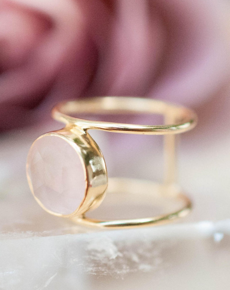 Rose Quartz Ring * Gold Ring * Statement Ring * Gemstone Ring * Pink * Bridal Ring * Wedding Ring * Organic Ring * Natural* BJR013