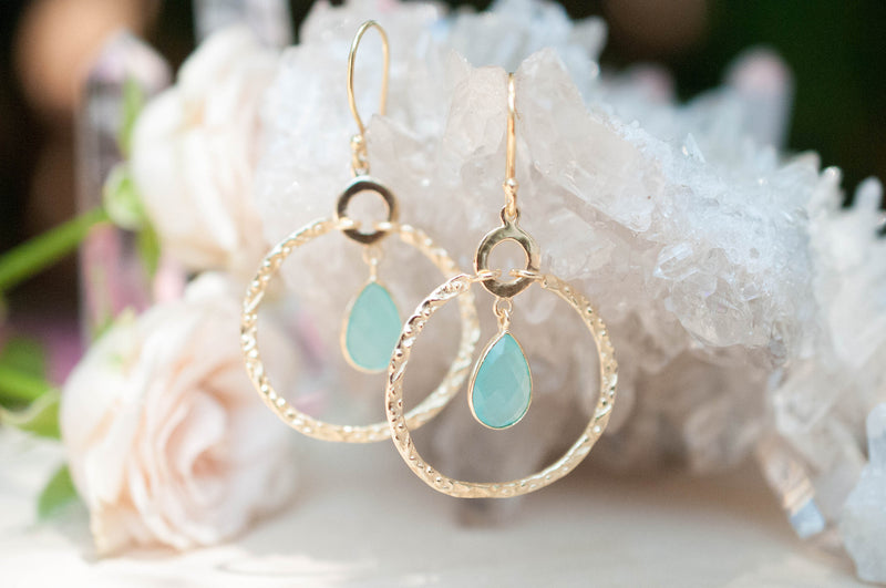 Chloe Earrings * Aqua Chalcedony * Gold Plated 18k * BJE021