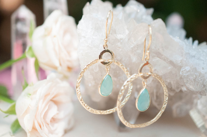 Chloe Earrings * Aqua Chalcedony * Gold Plated 18k * BJE021