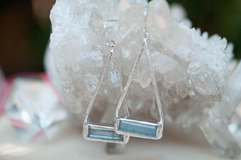 Marina Earrings * Labradorite * Gold Plated 18k or Silver Plated * BJE003C