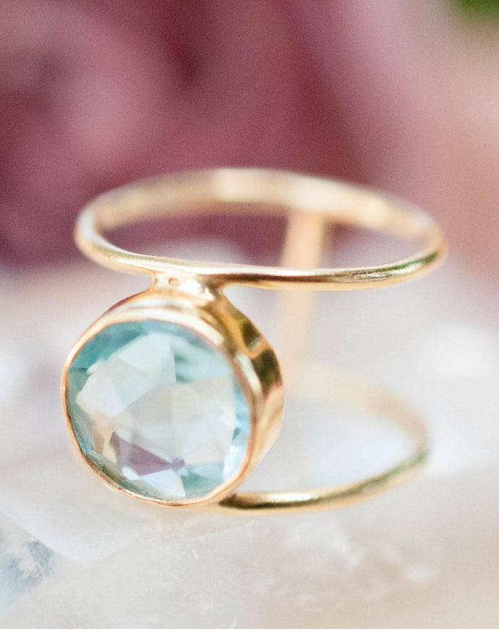 Blue Topaz Ring * Gold Ring * Statement Ring * Gemstone Ring * Blue * Bridal Ring * Wedding Ring * Organic Ring * Natural*BJR019